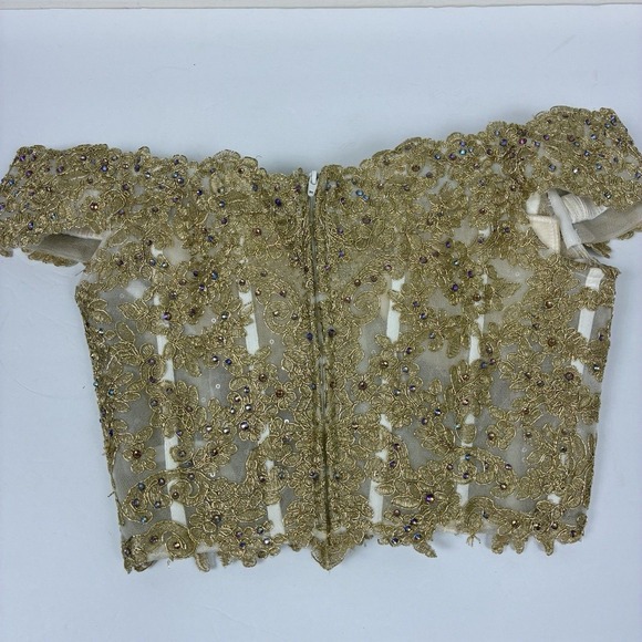 Sherri Hill Gold Formal Wear Top Sz 00 XS Beaded Pageant Prom - Picture 9 of 12